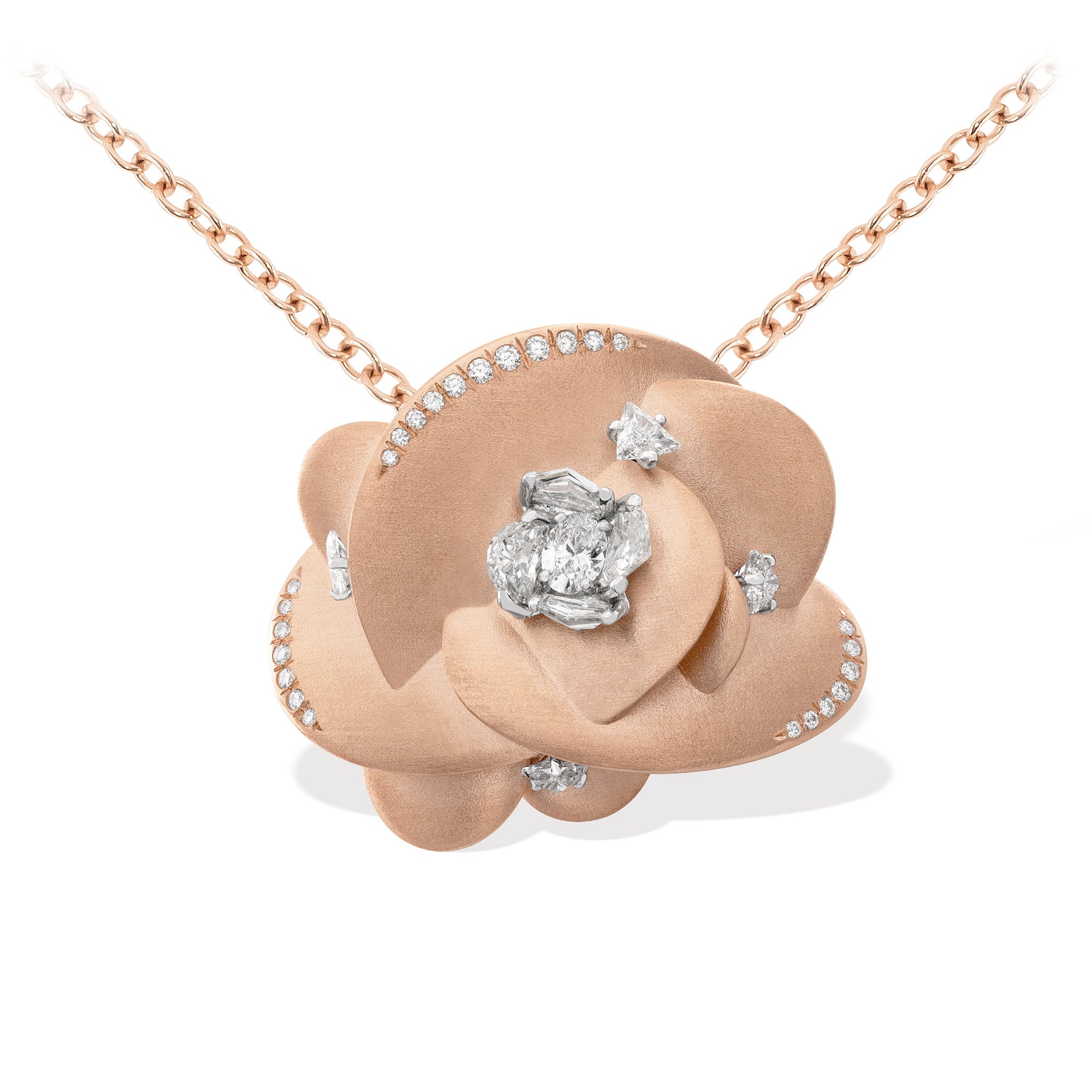 Desert Rose - Rose Gold & Diamond Pendant / Brooch