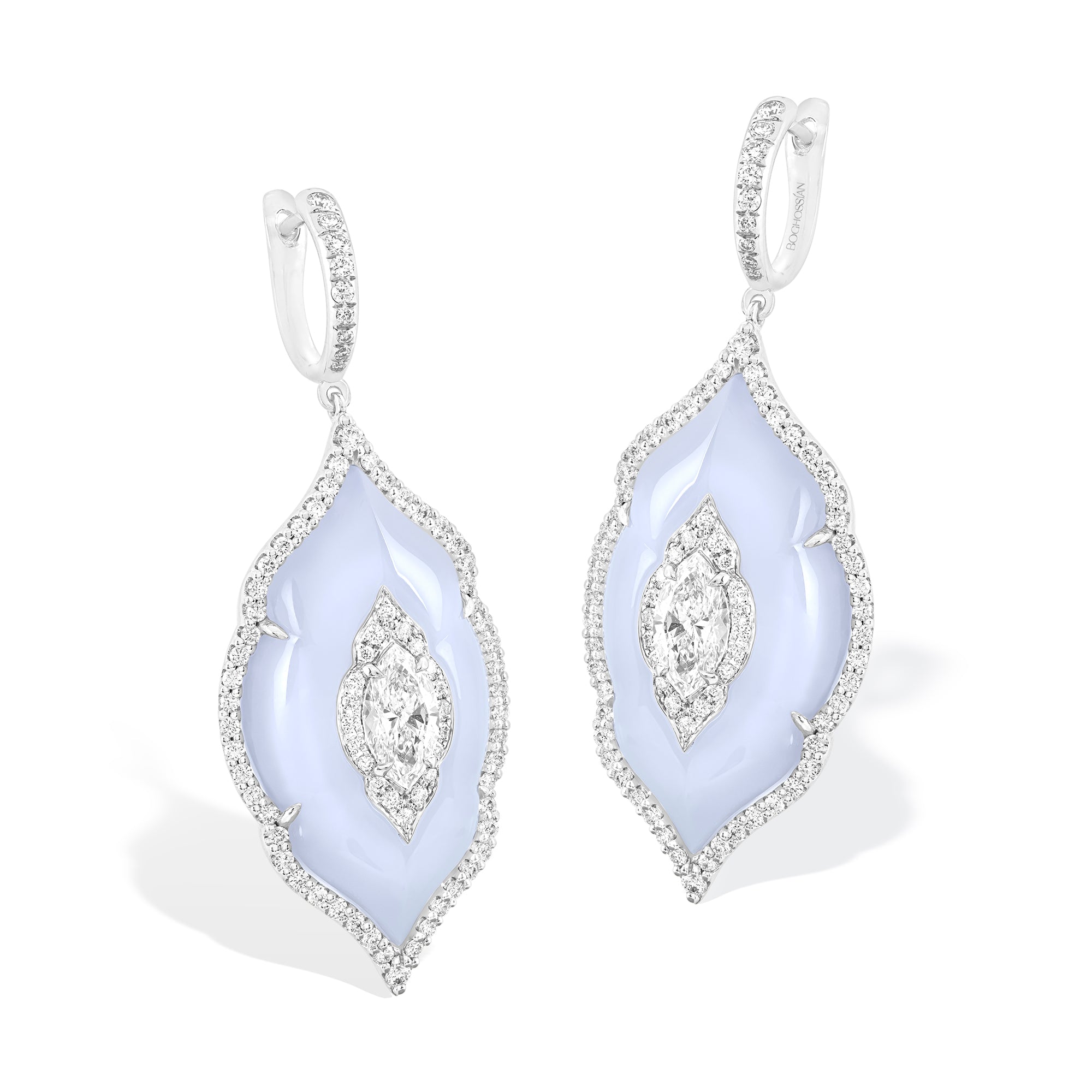 Arches - Diamond and Chalcedony Earrings