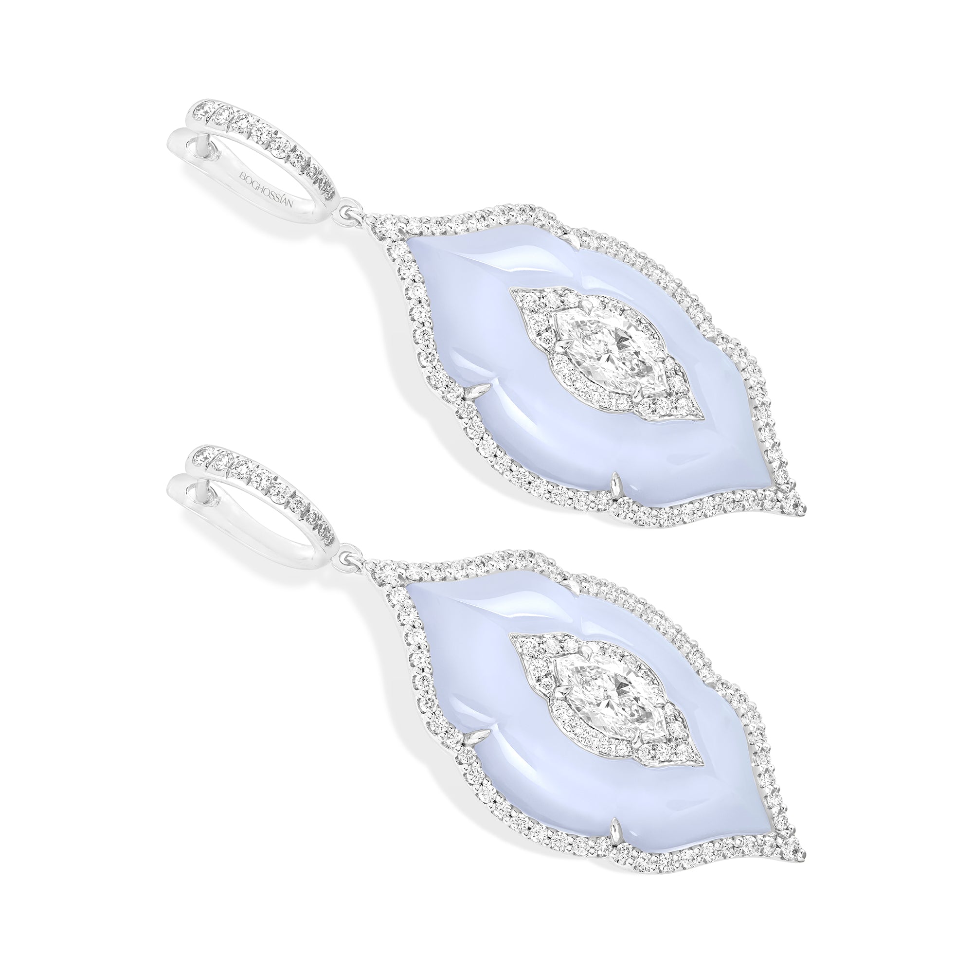 Arches - Diamond and Chalcedony Earrings