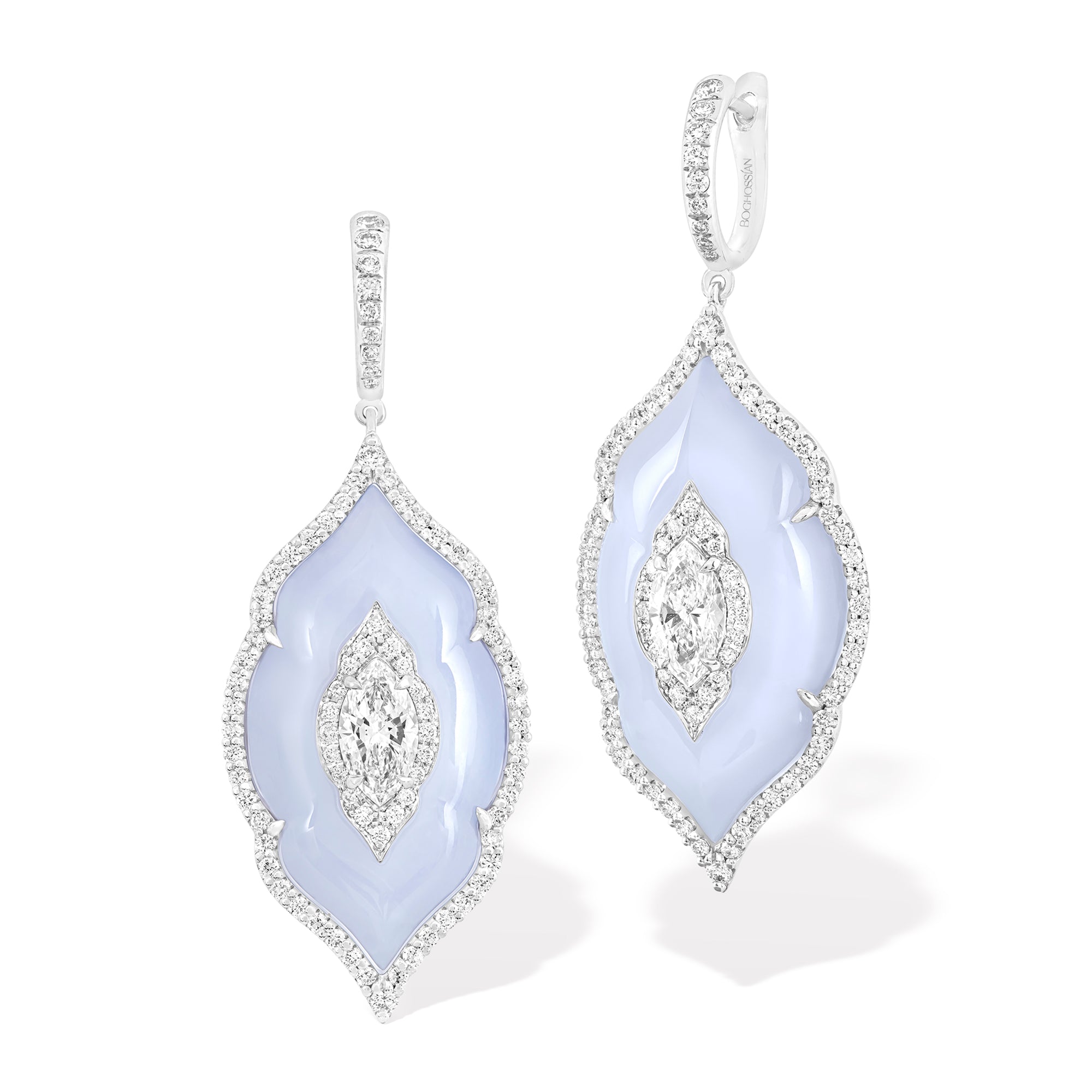 Arches - Diamond and Chalcedony Earrings