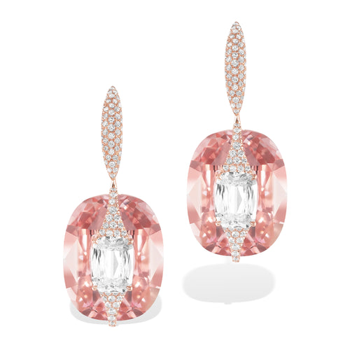 Kissing - Diamond and Morganite Earrings