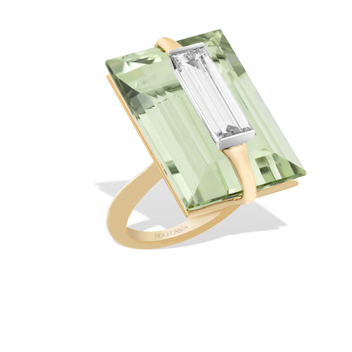 Kissing - Diamond and Green Beryl Ring
