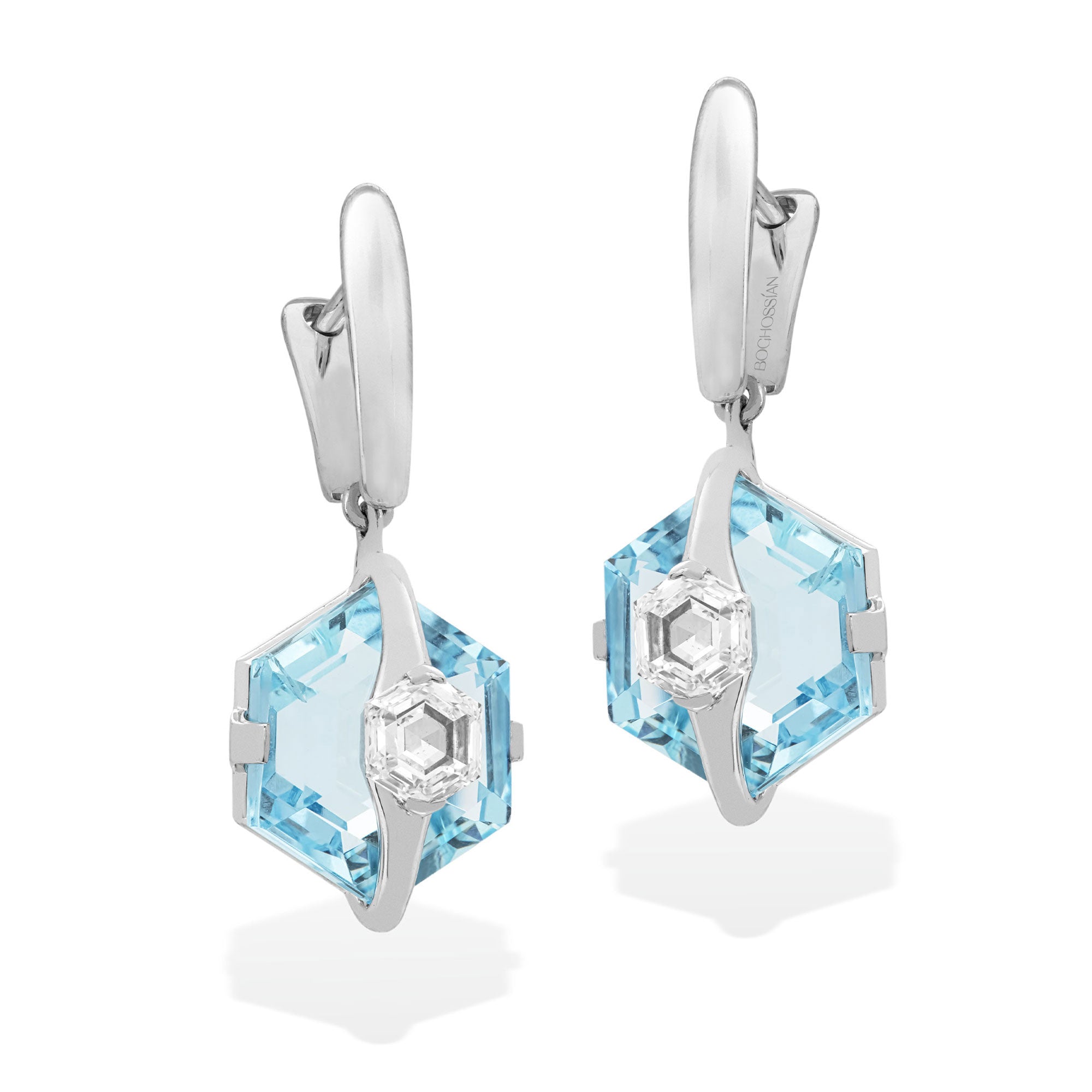 Kissing - Diamond and Aquamarine Earrings