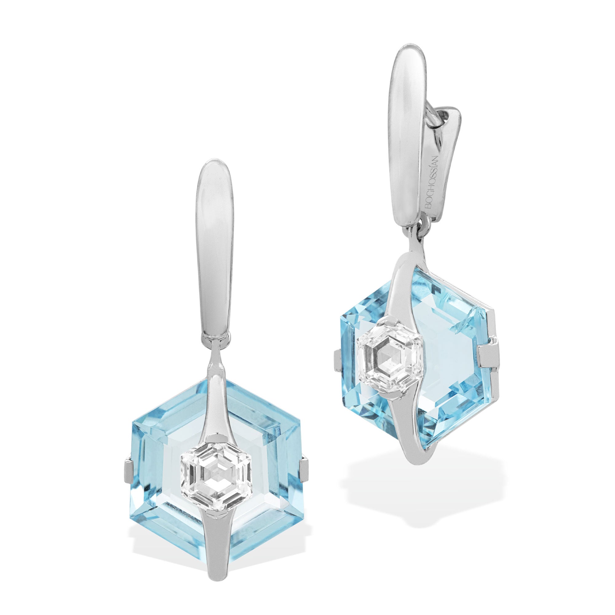 Kissing - Diamond and Aquamarine Earrings