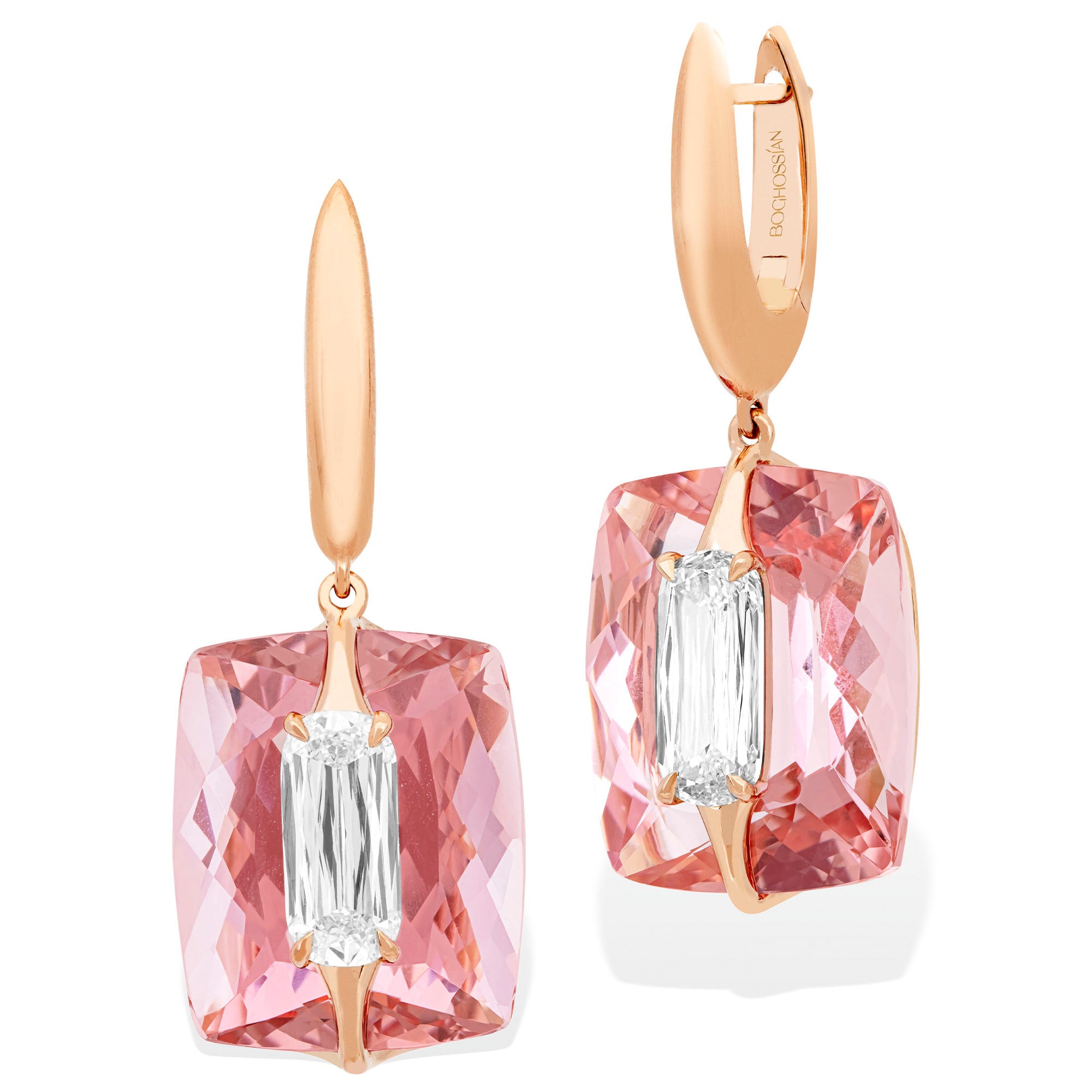 Kissing - Diamond and Morganite Earrings