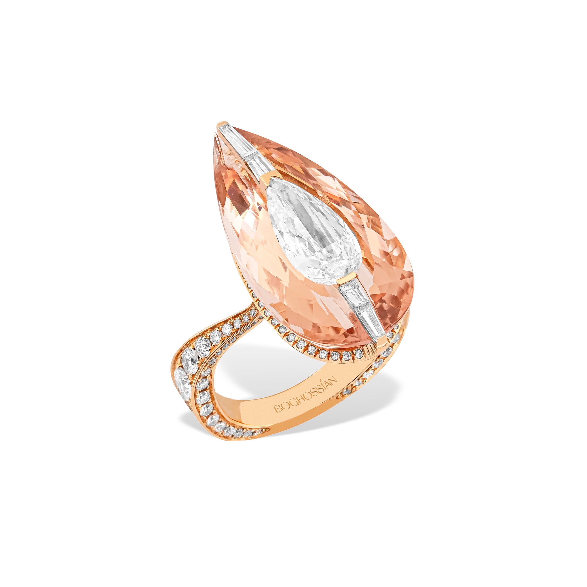 Inlay - Diamond and Morganite Ring