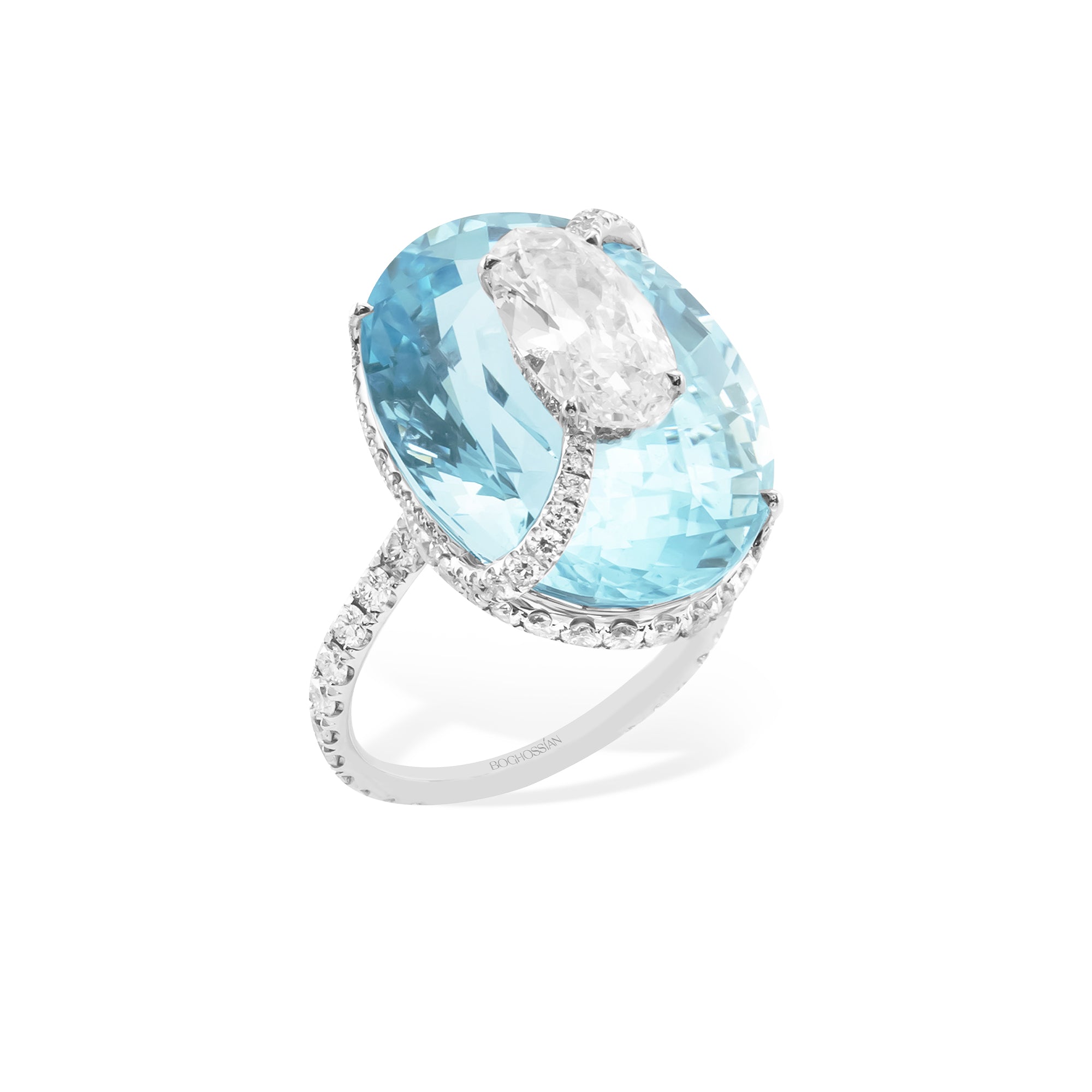 Kissing - Diamond and Aquamarine Ring