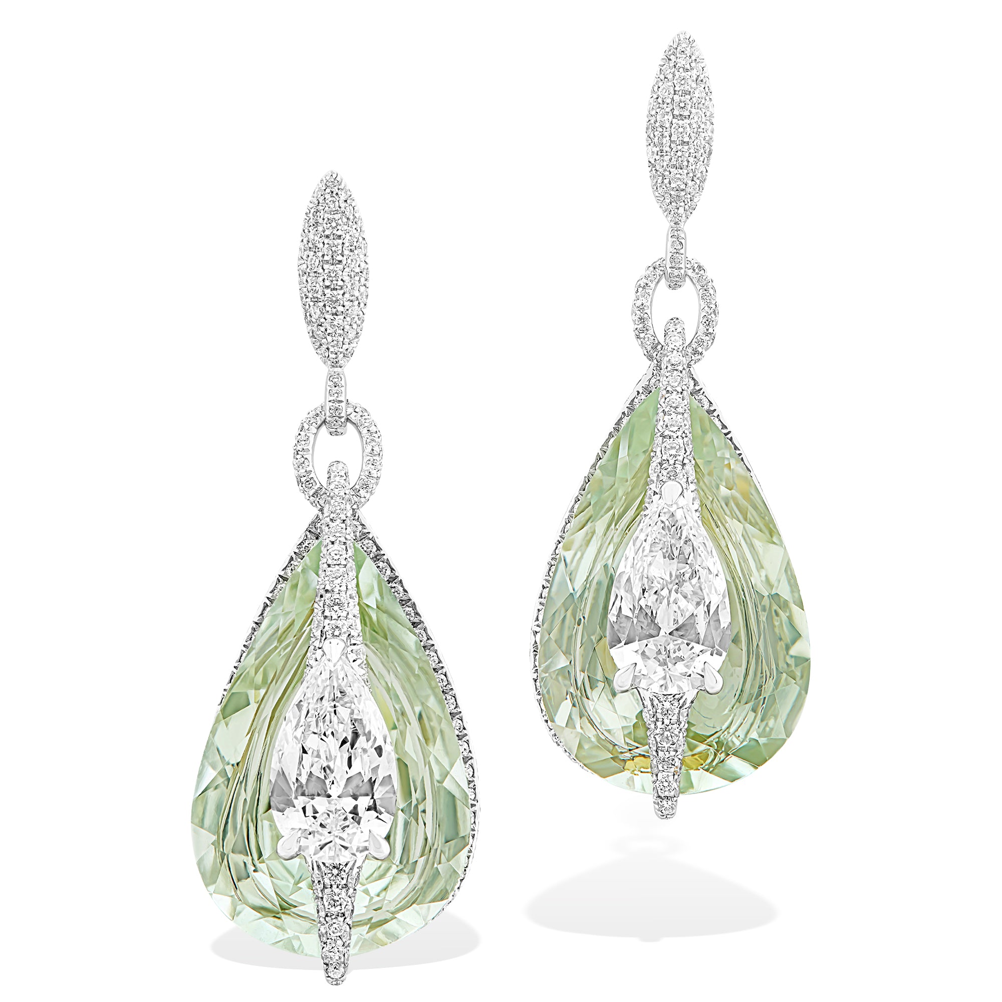 Kissing - Diamond and Prasiolite Earrings