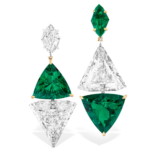 Kissing - Emerald and Diamond Earrings