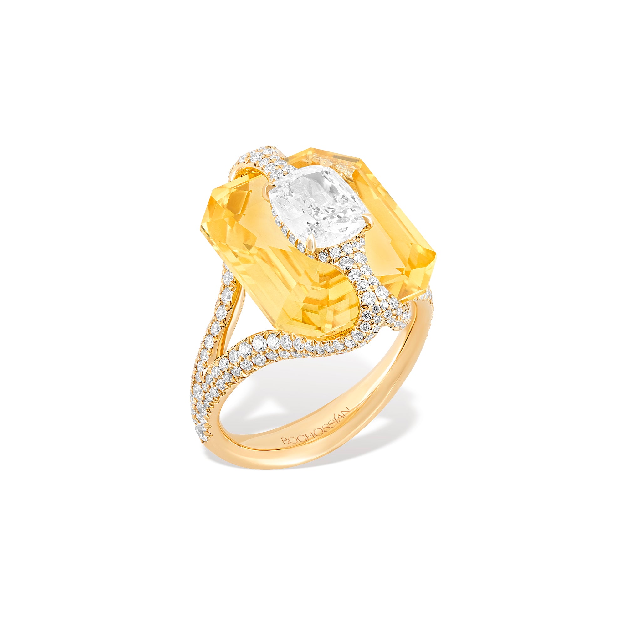 Kissing - Diamond and Ceylon Yellow Sapphire Ring