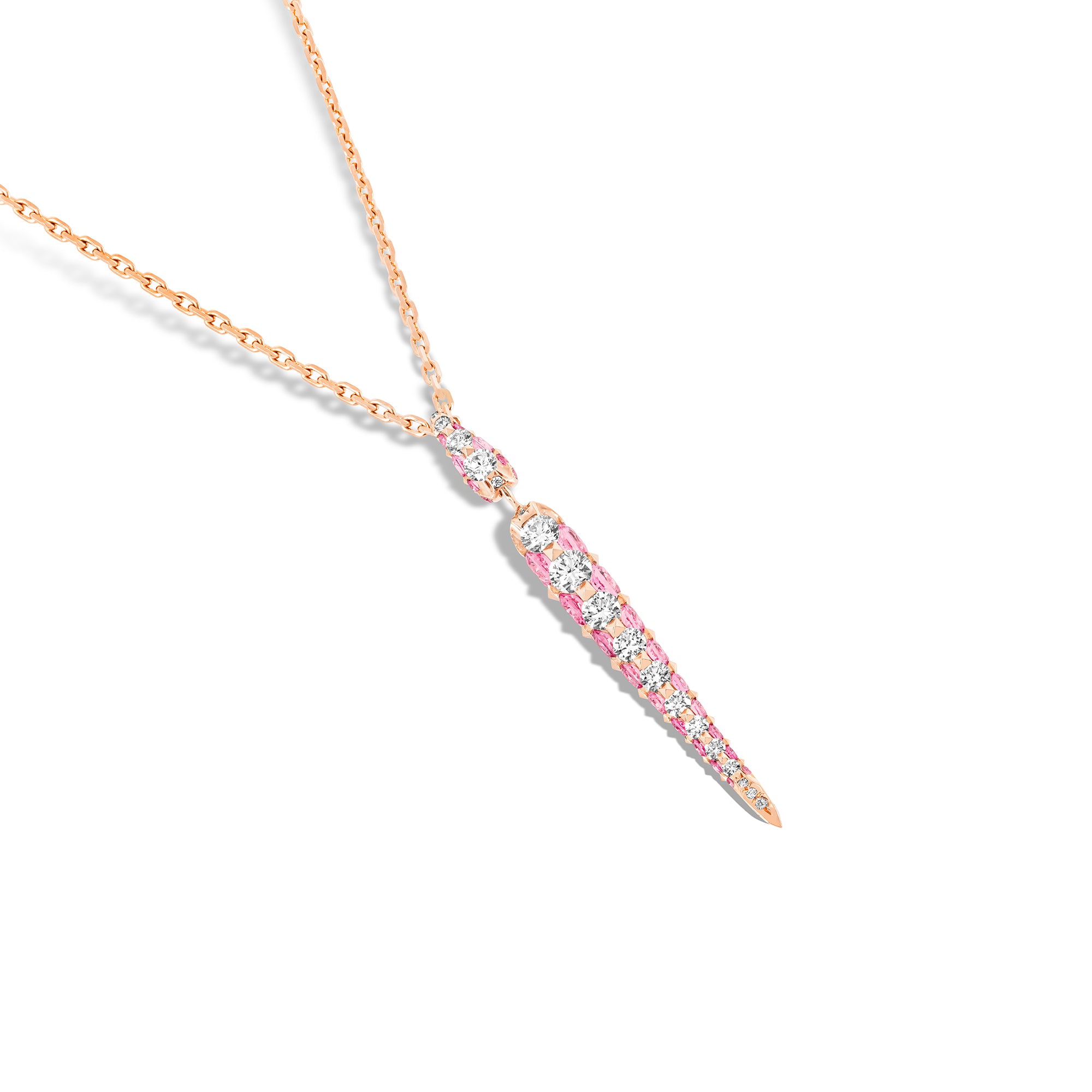 Merveilles Rose Icicle - Diamond and Pink Sapphire Pendant - Small
