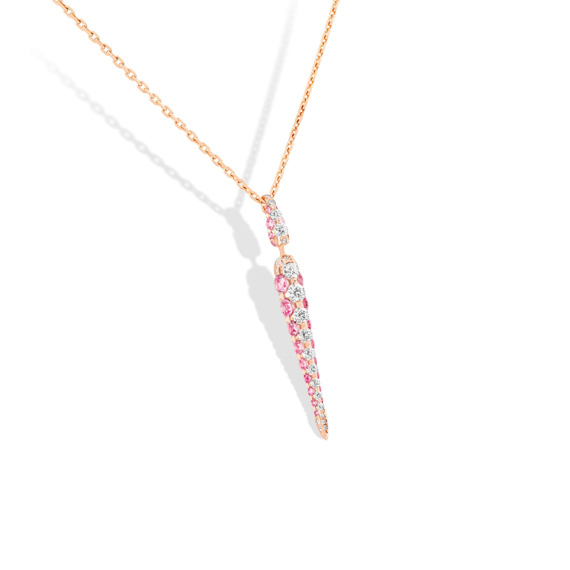 Merveilles Rose Icicle - Diamond and Pink Sapphire Pendant - Small