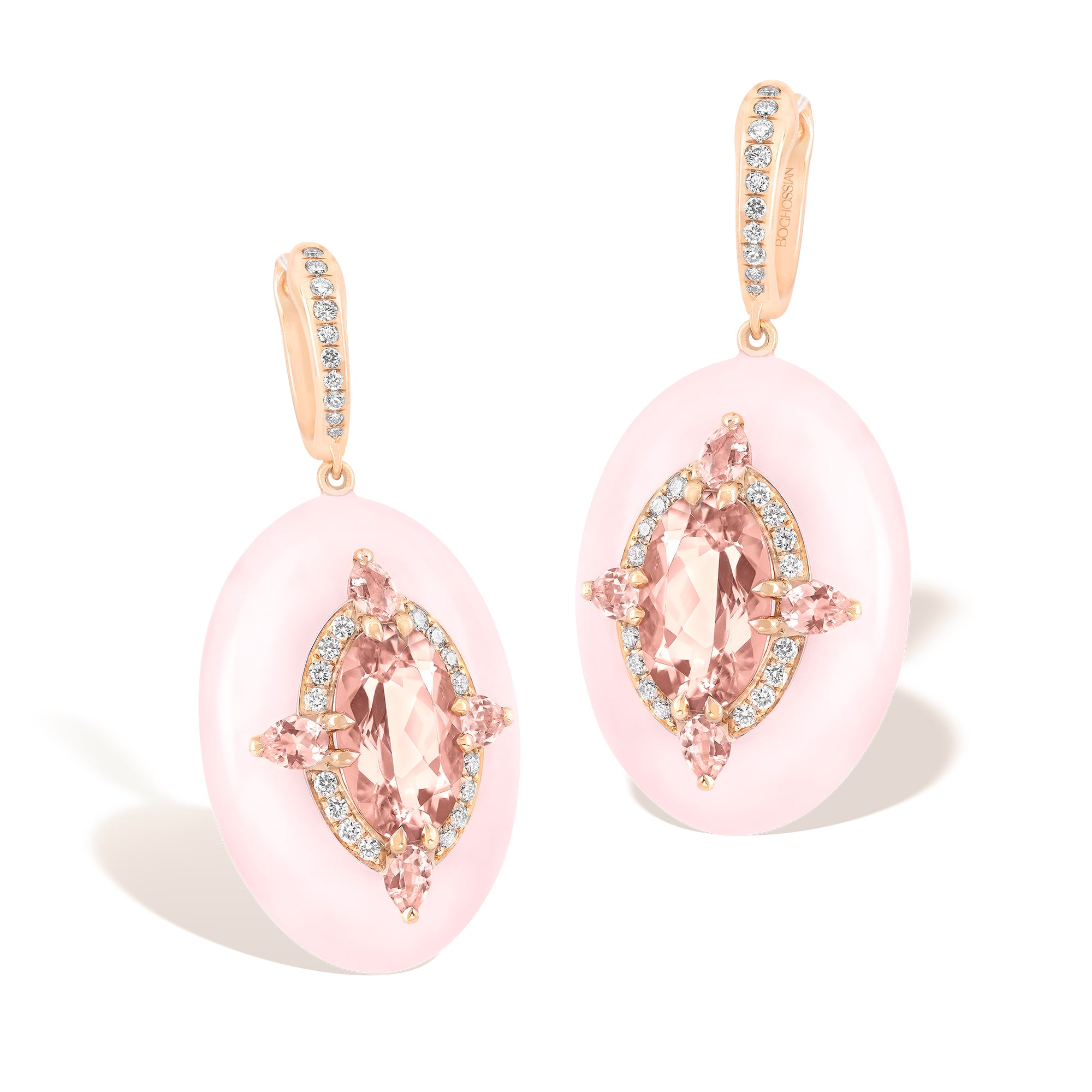 Reveal - Morganite and Pink Opal Earrings