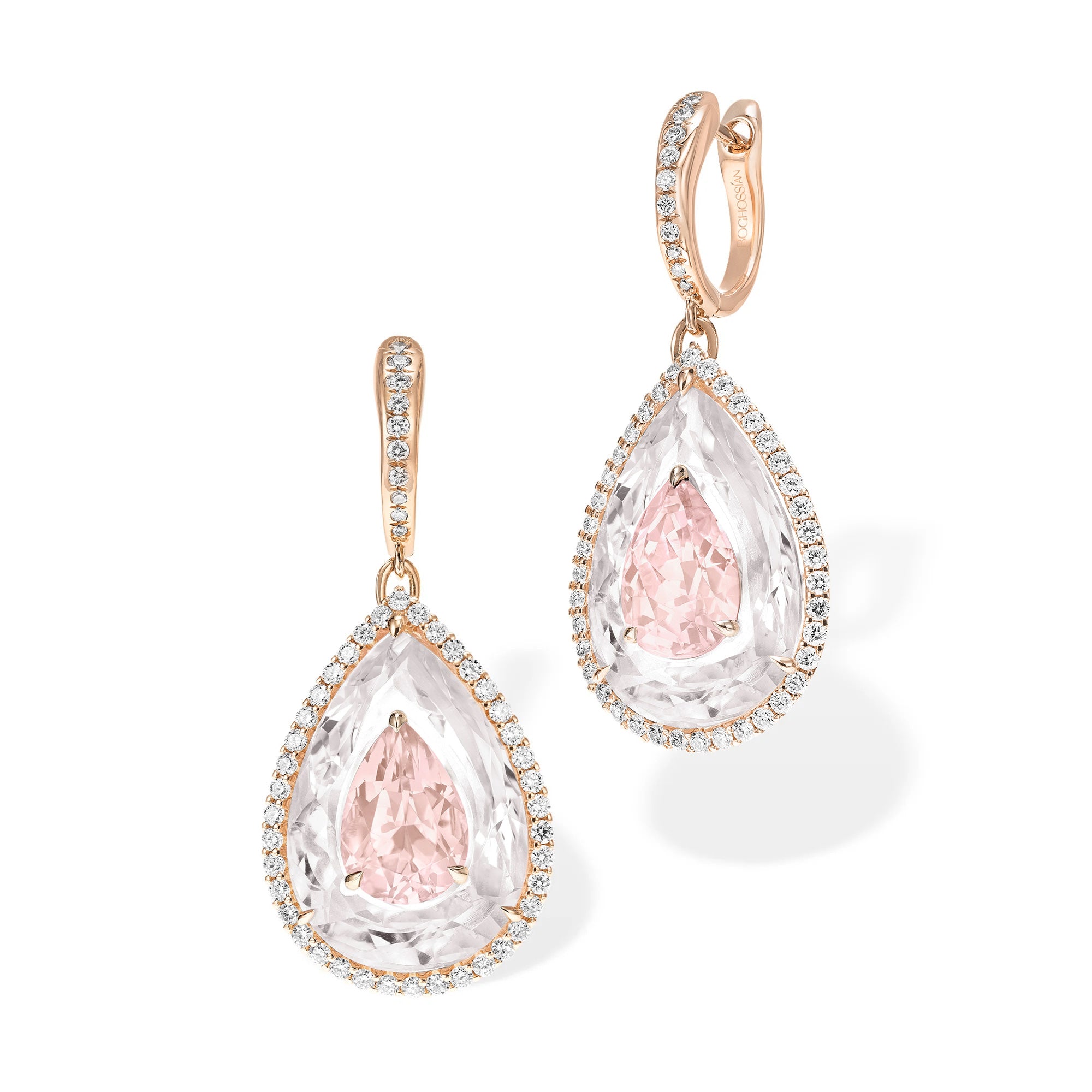 Shine - Morganite and Rock Crystal Earrings