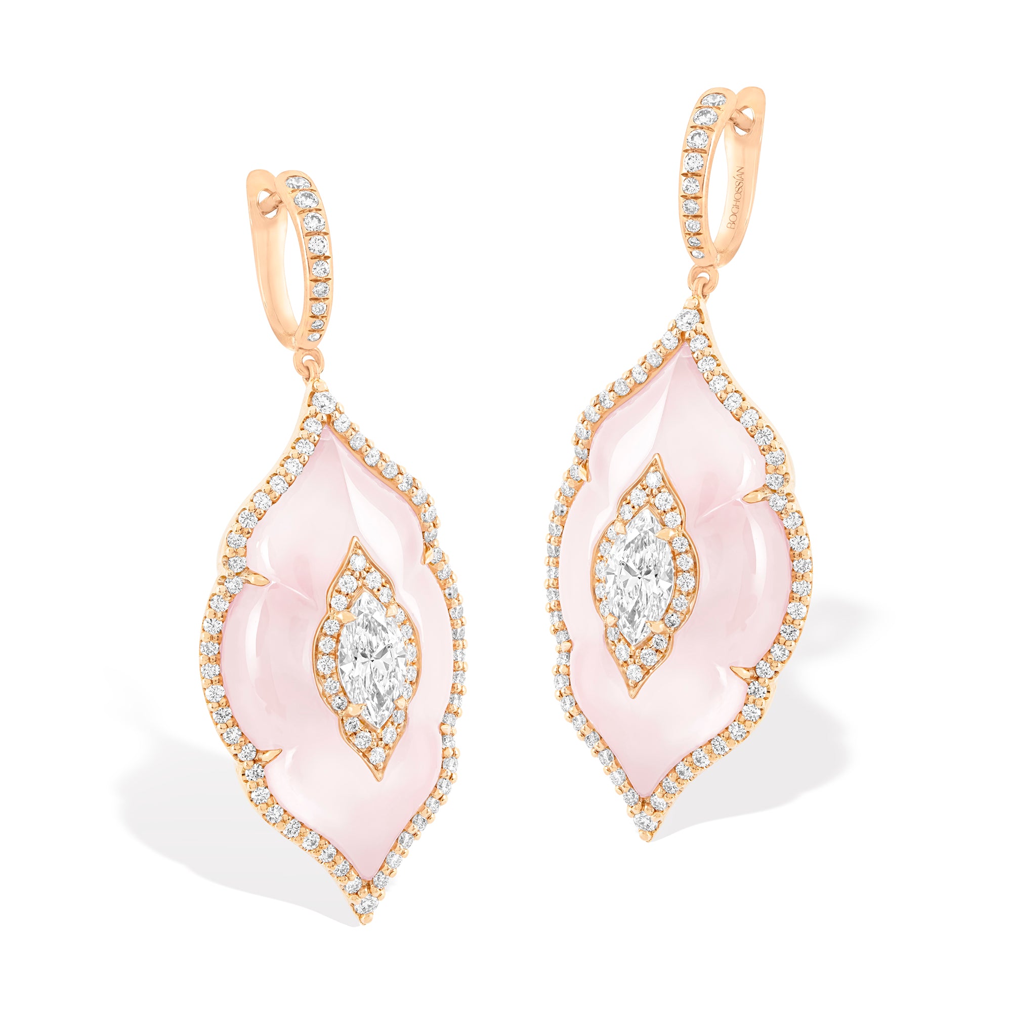 Arches - Diamond and Pink Opal Earrings