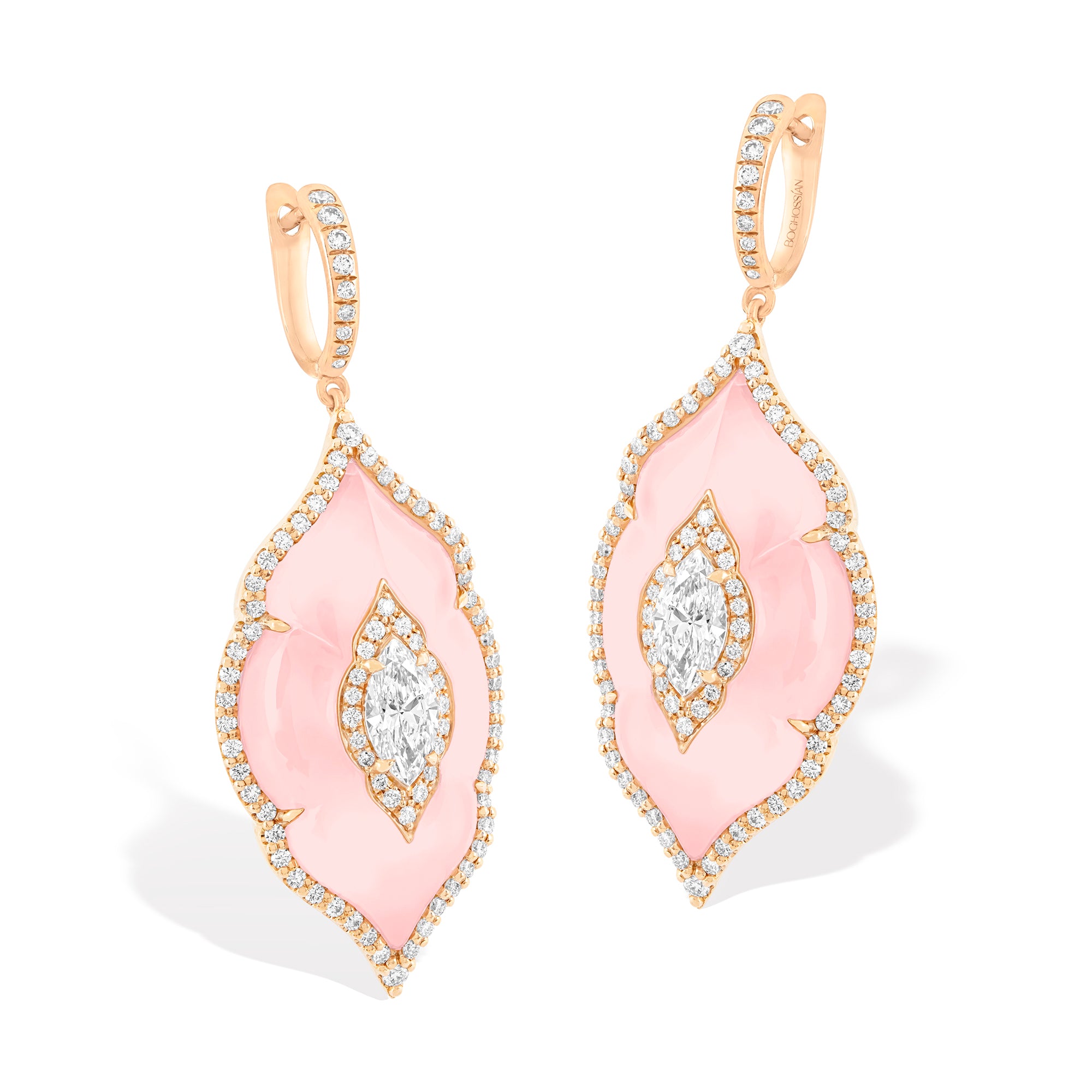 Arches - Diamond and Pink Opal Earrings