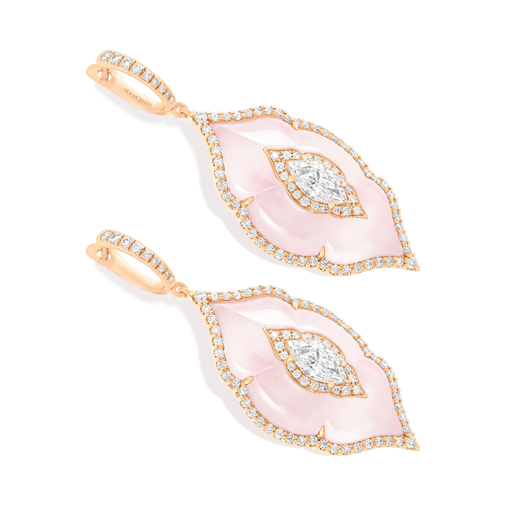 Arches - Diamond and Pink Opal Earrings