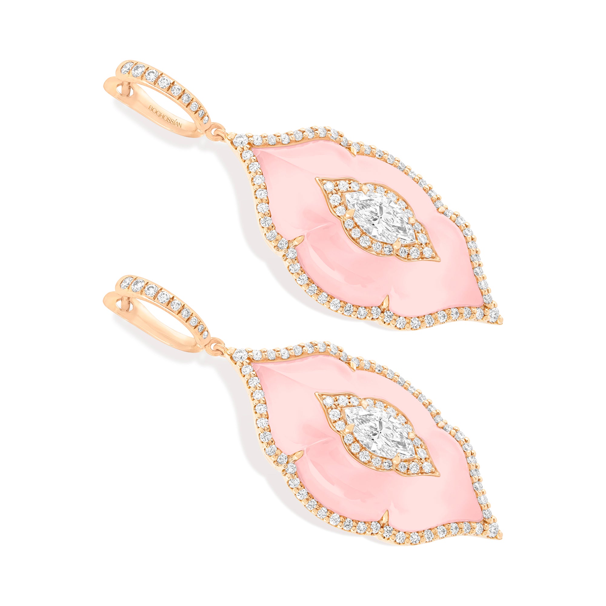 Arches - Diamond and Pink Opal Earrings