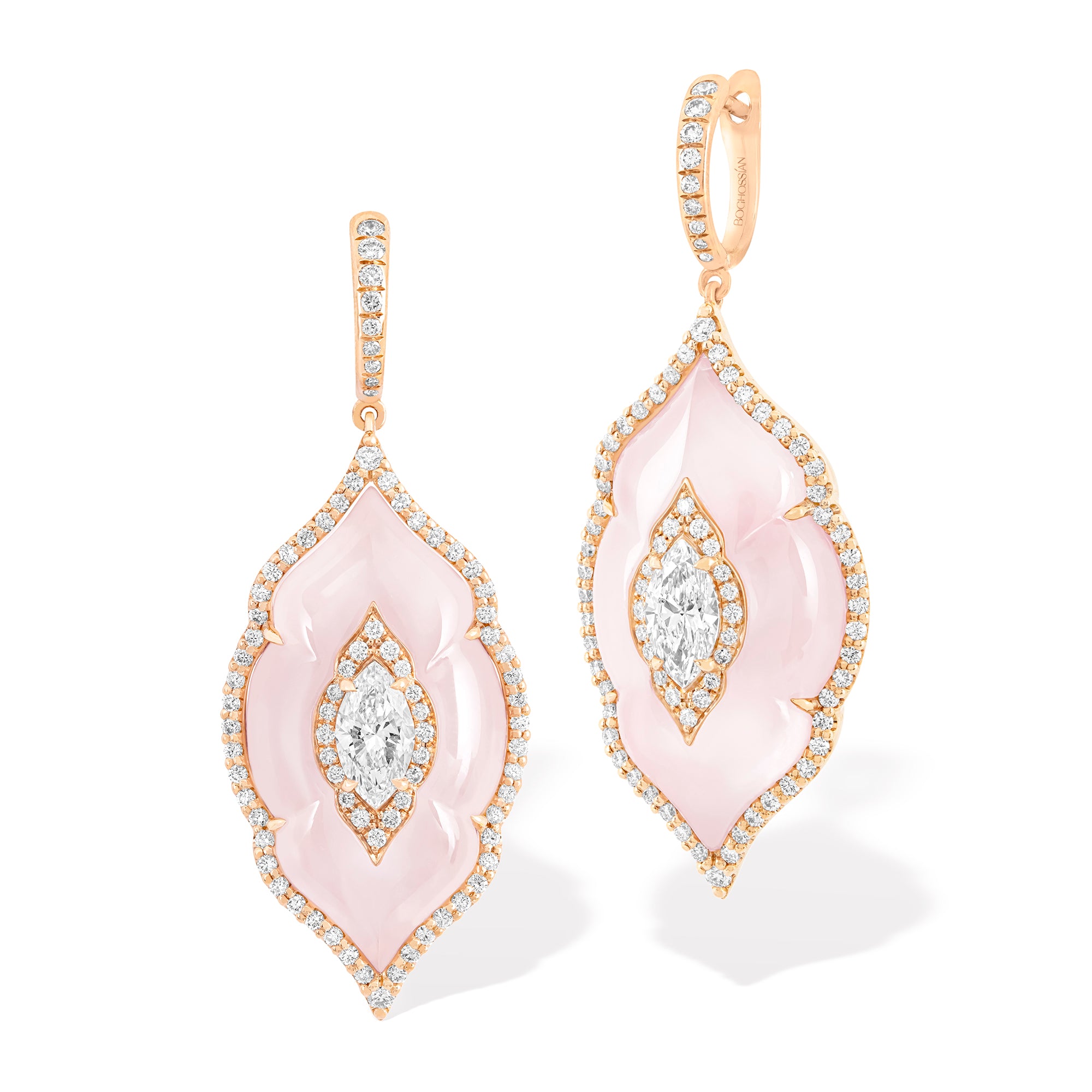 Arches - Diamond and Pink Opal Earrings