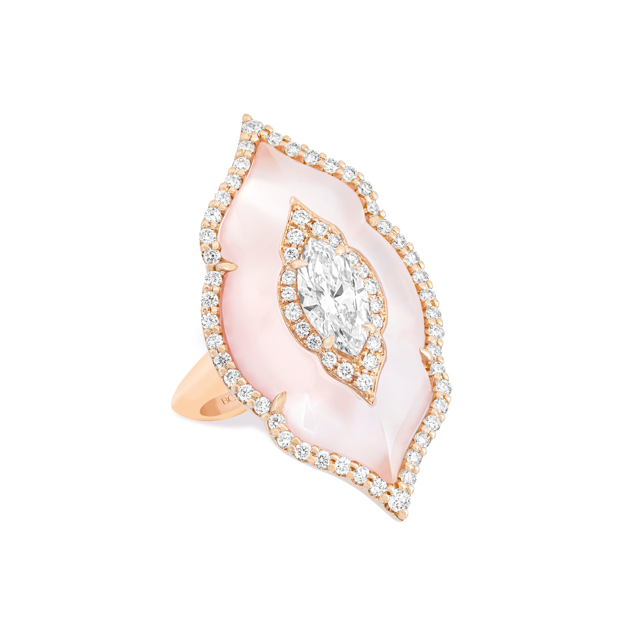 Arches - Diamond and Pink Opal Ring