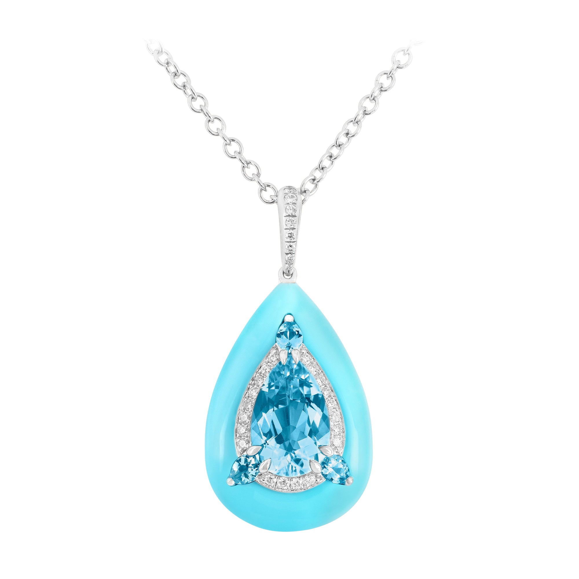 Reveal - Blue Topaz and Turquoise Pendant