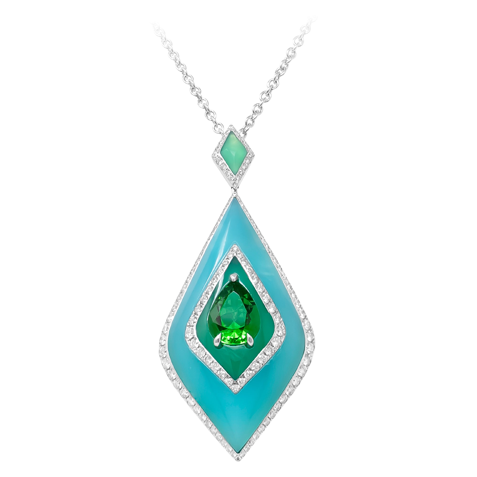 Inlay - Tsavorite, Chrysoprase and Opal Pendant