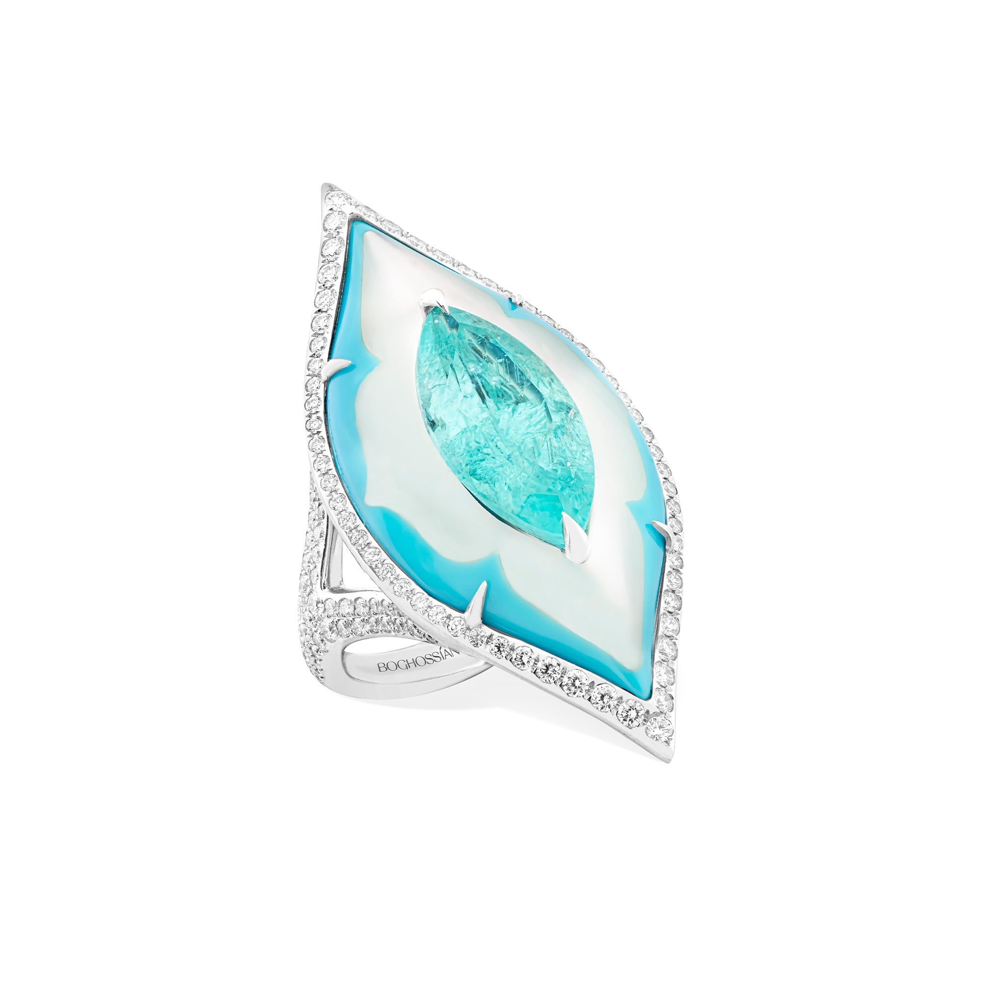 Inlay - Paraiba, Turquoise and Mother of Pearl Ring