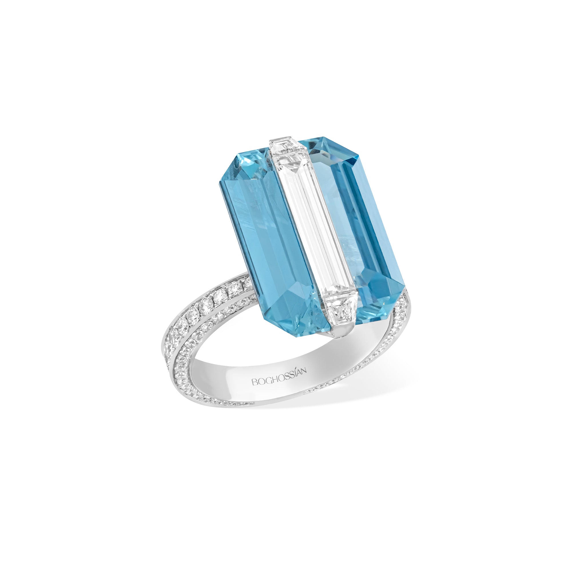 Inlay - Diamond and Aquamarine Ring