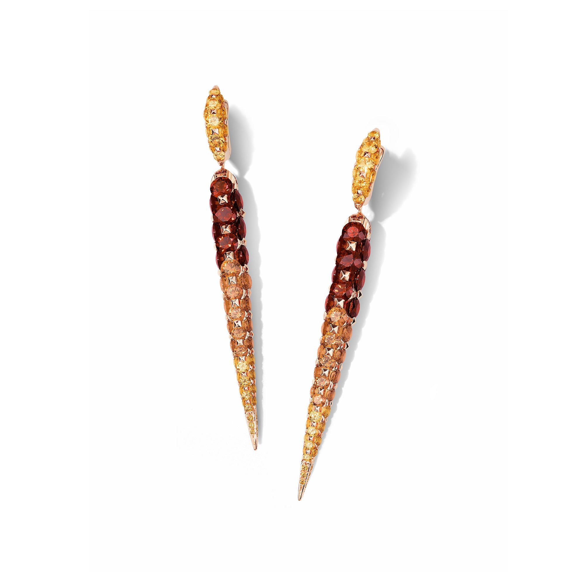 Merveilles Icicle - Garnet Long Earrings