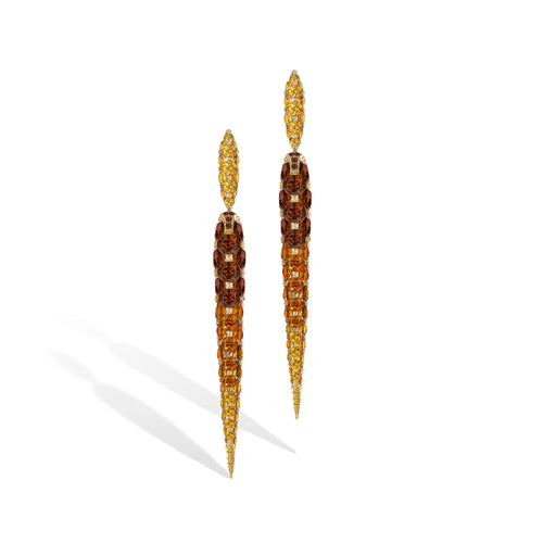 Merveilles Icicle - Garnet Long Earrings