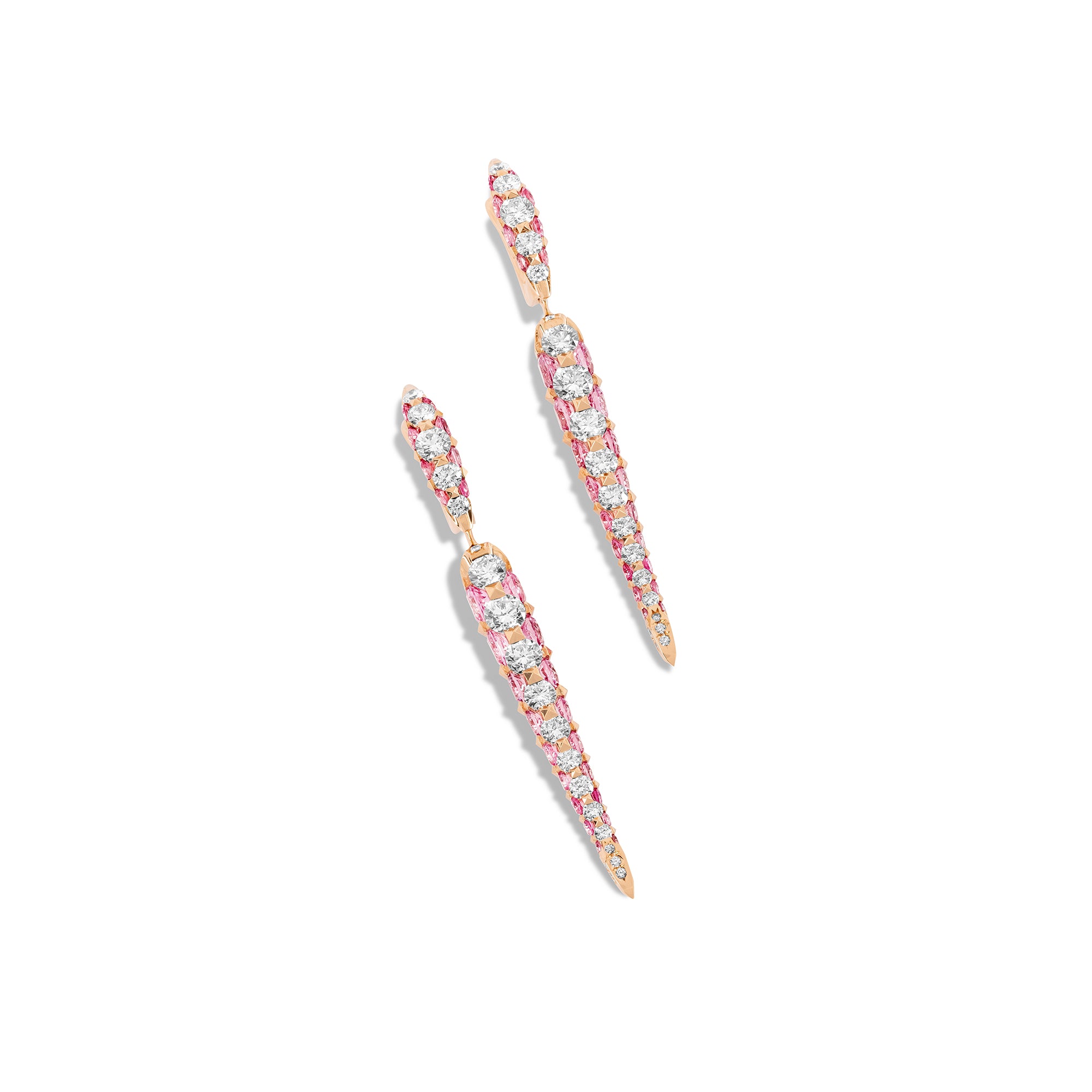Merveilles Rose Icicle - Diamond and Pink Sapphire Earrings - Small