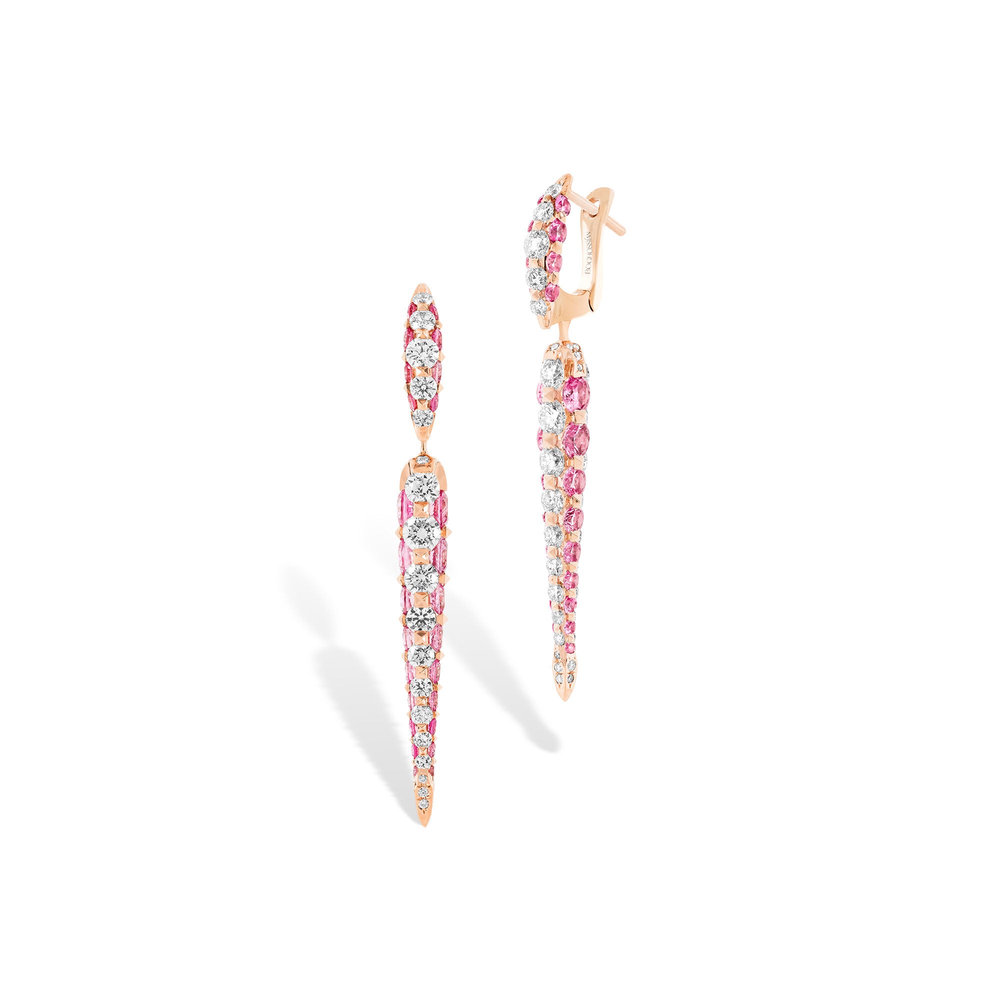 Merveilles Rose Icicle - Diamond and Pink Sapphire Earrings - Small
