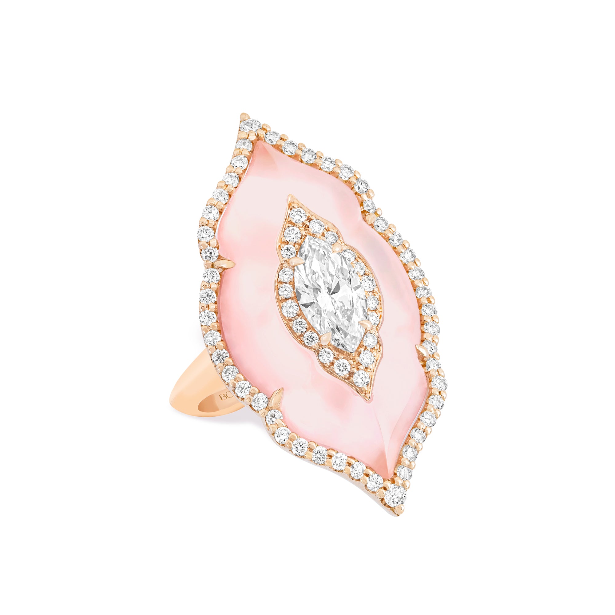 Arches - Diamond and Pink Opal Ring