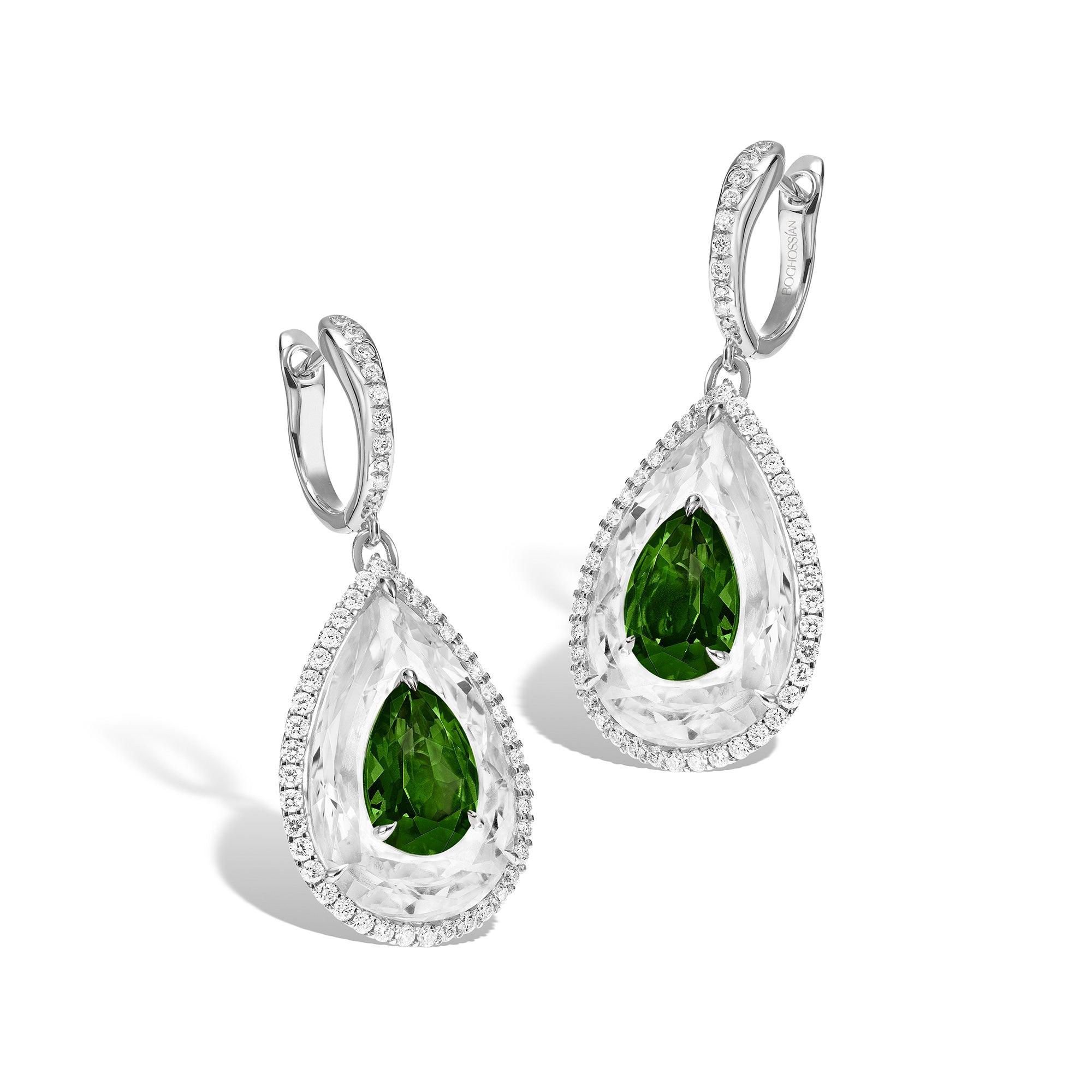 Shine - Green Tourmaline and Rock Crystal Earrings