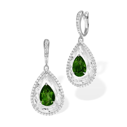 Shine - Green Tourmaline and Rock Crystal Earrings