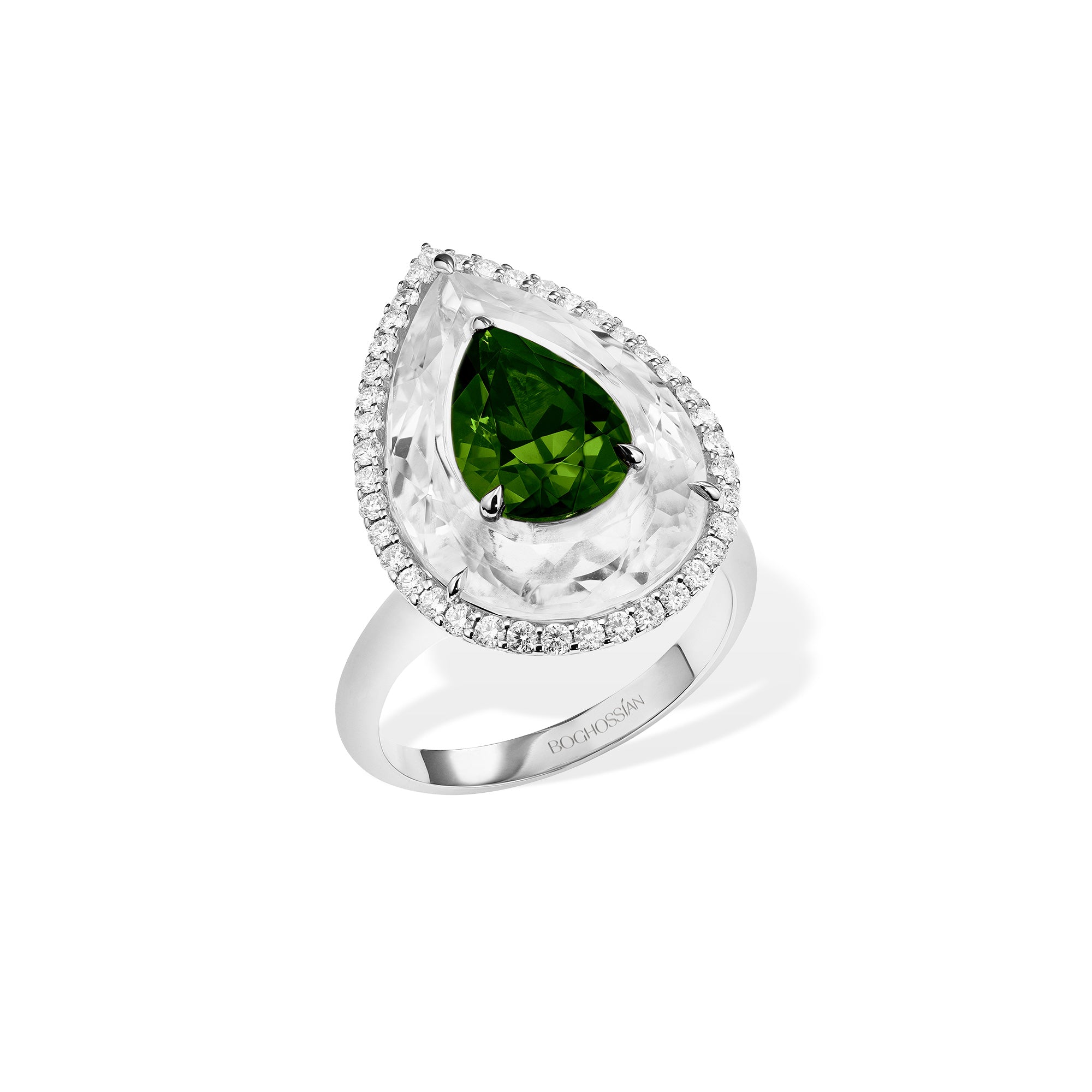 Shine - Green Tourmaline and Rock Crystal Ring