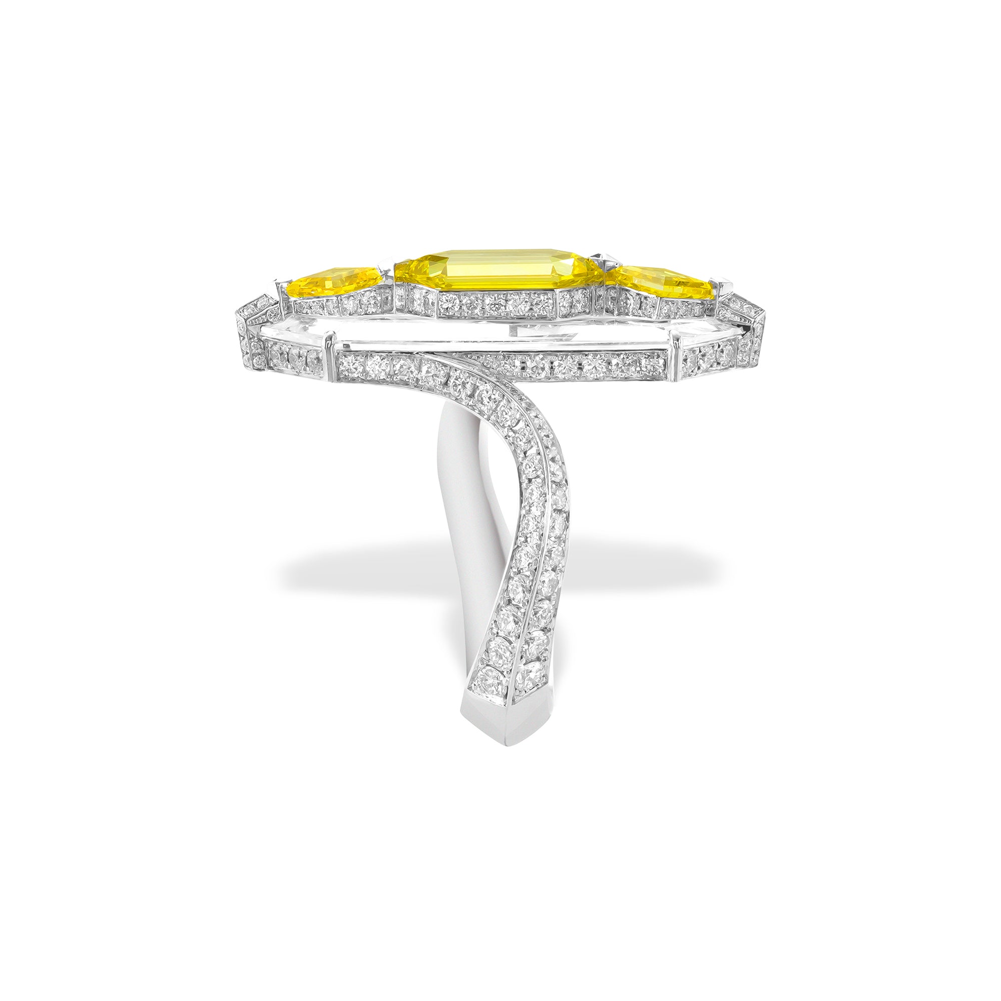 Kissing - Fancy Vivid Yellow Diamond and Diamond Ring