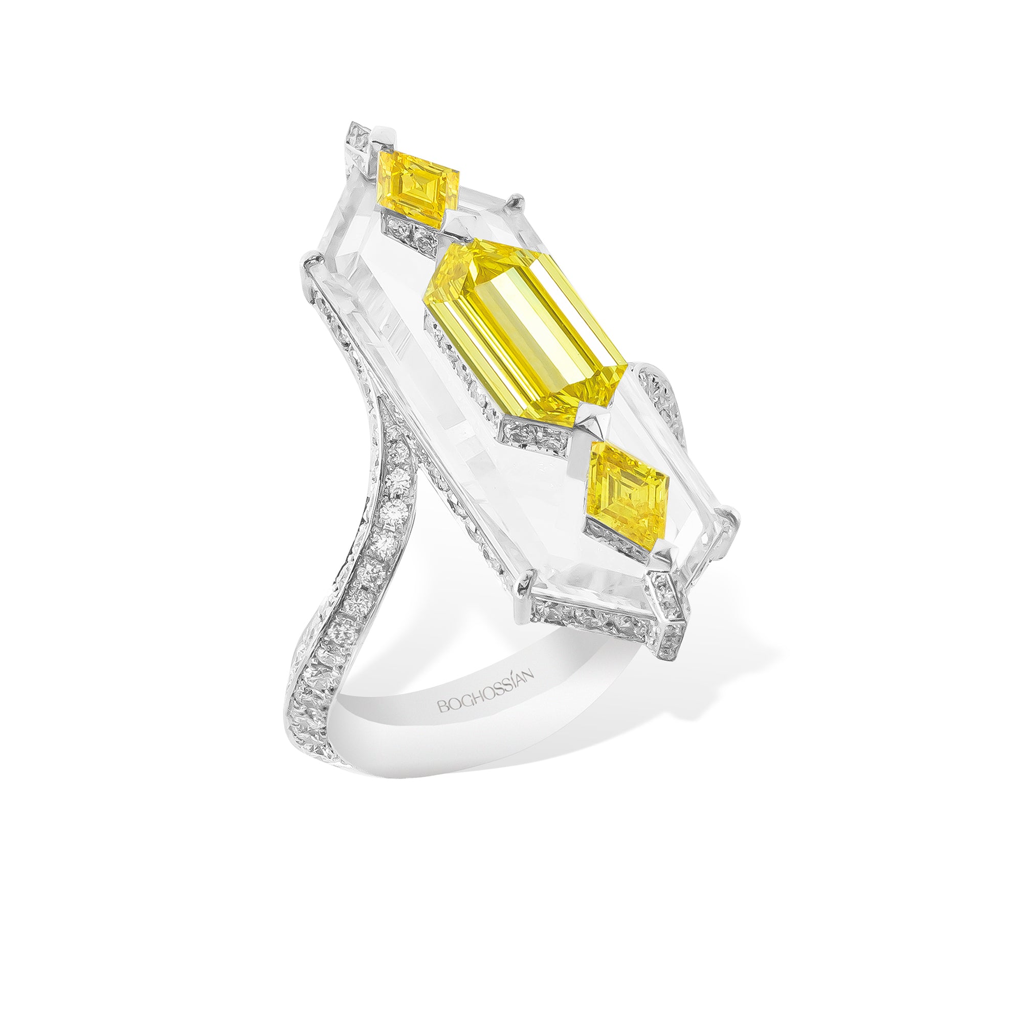 Kissing - Fancy Vivid Yellow Diamond and Diamond Ring