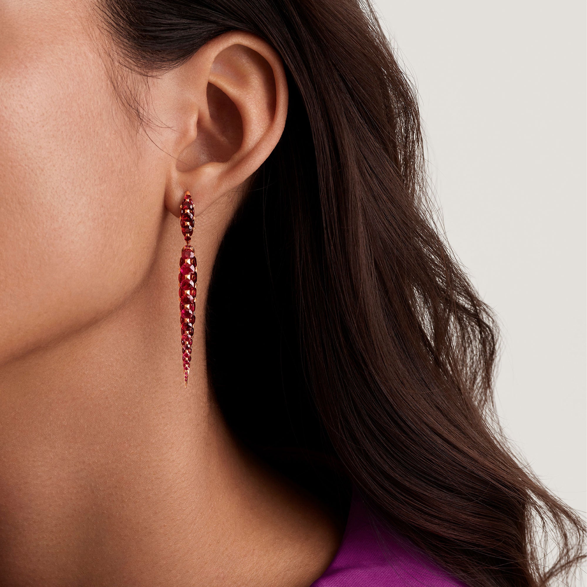 Merveilles Icicle - Ruby Earrings - Medium