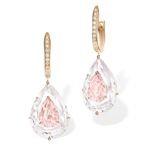 Shine - Morganite and Rock Crystal Earrings