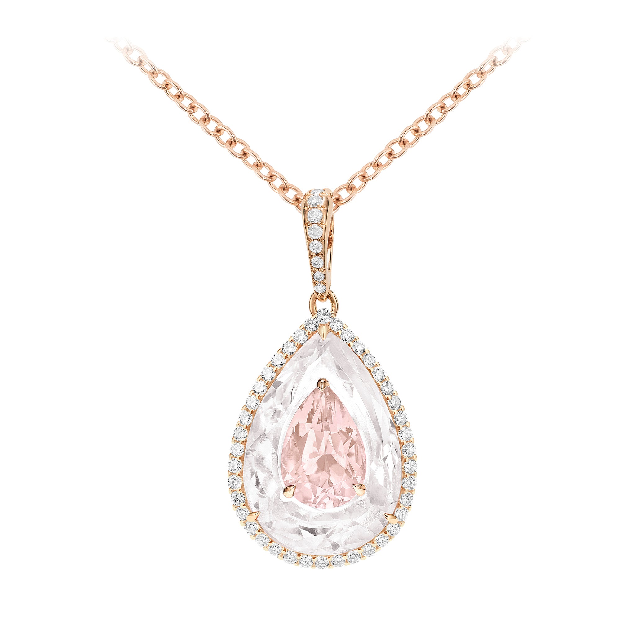 Shine - Morganite and Rock Crystal Pendant