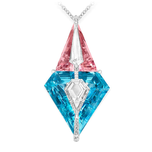 Kissing - Diamond, Aquamarine and Morganite Necklace
