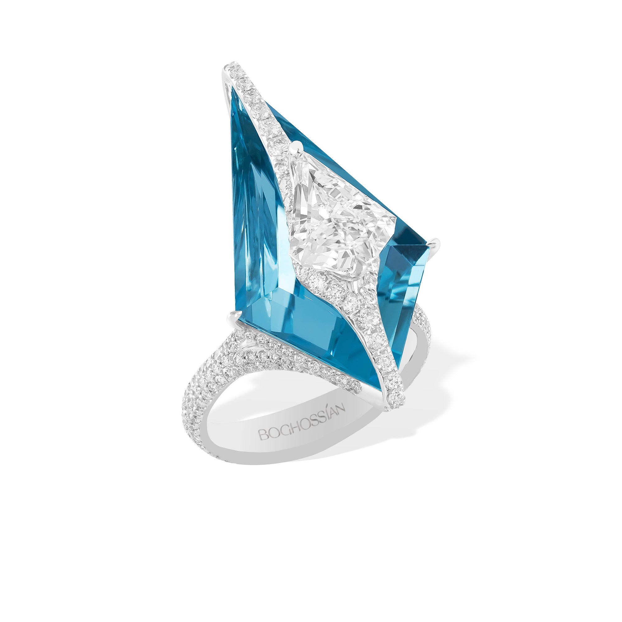 Kissing - Diamond and Aquamarine Ring