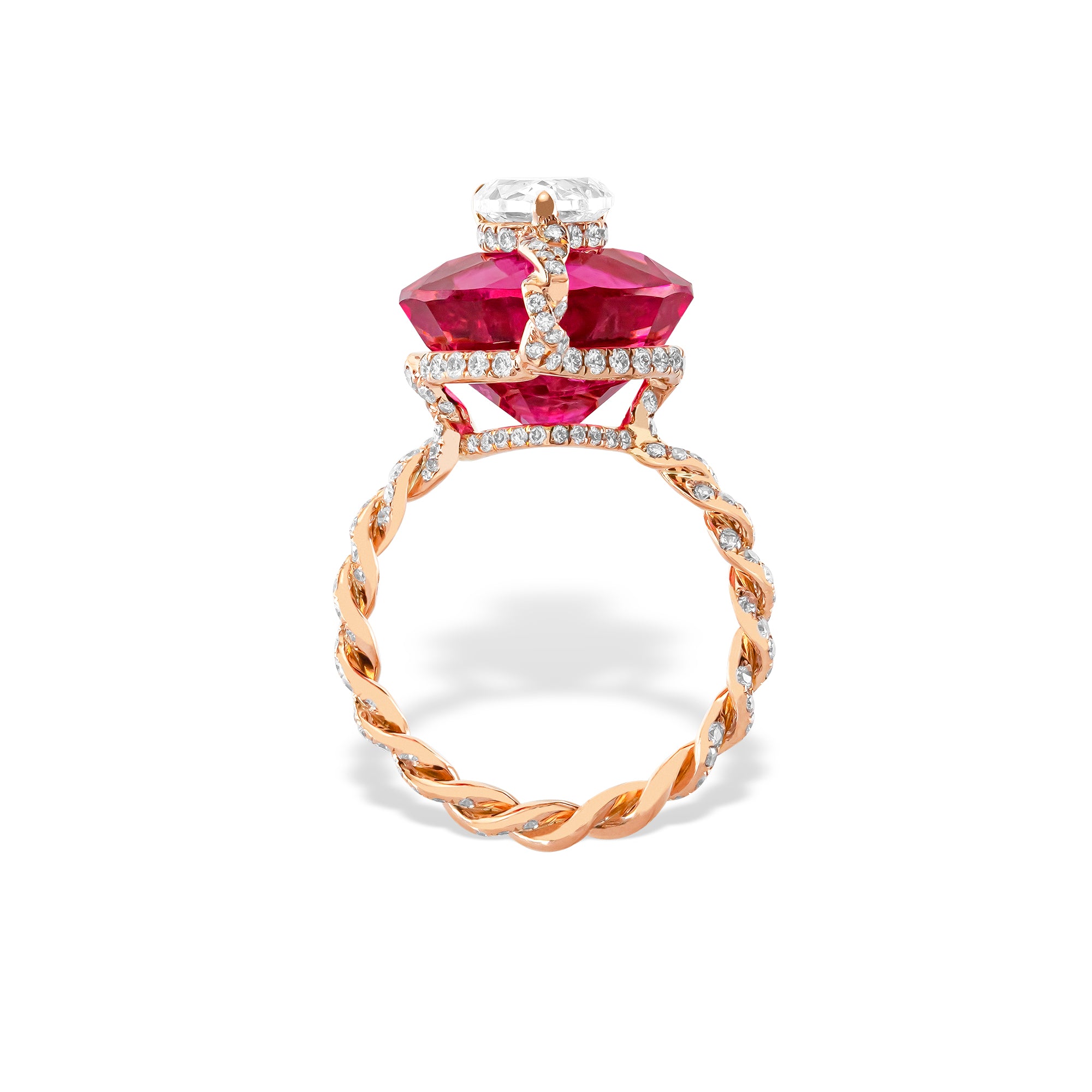 Kissing - Diamond and Rubellite Ring