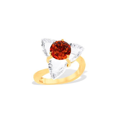Kissing - Fancy Deep Brownish Orange and White Diamond Ring