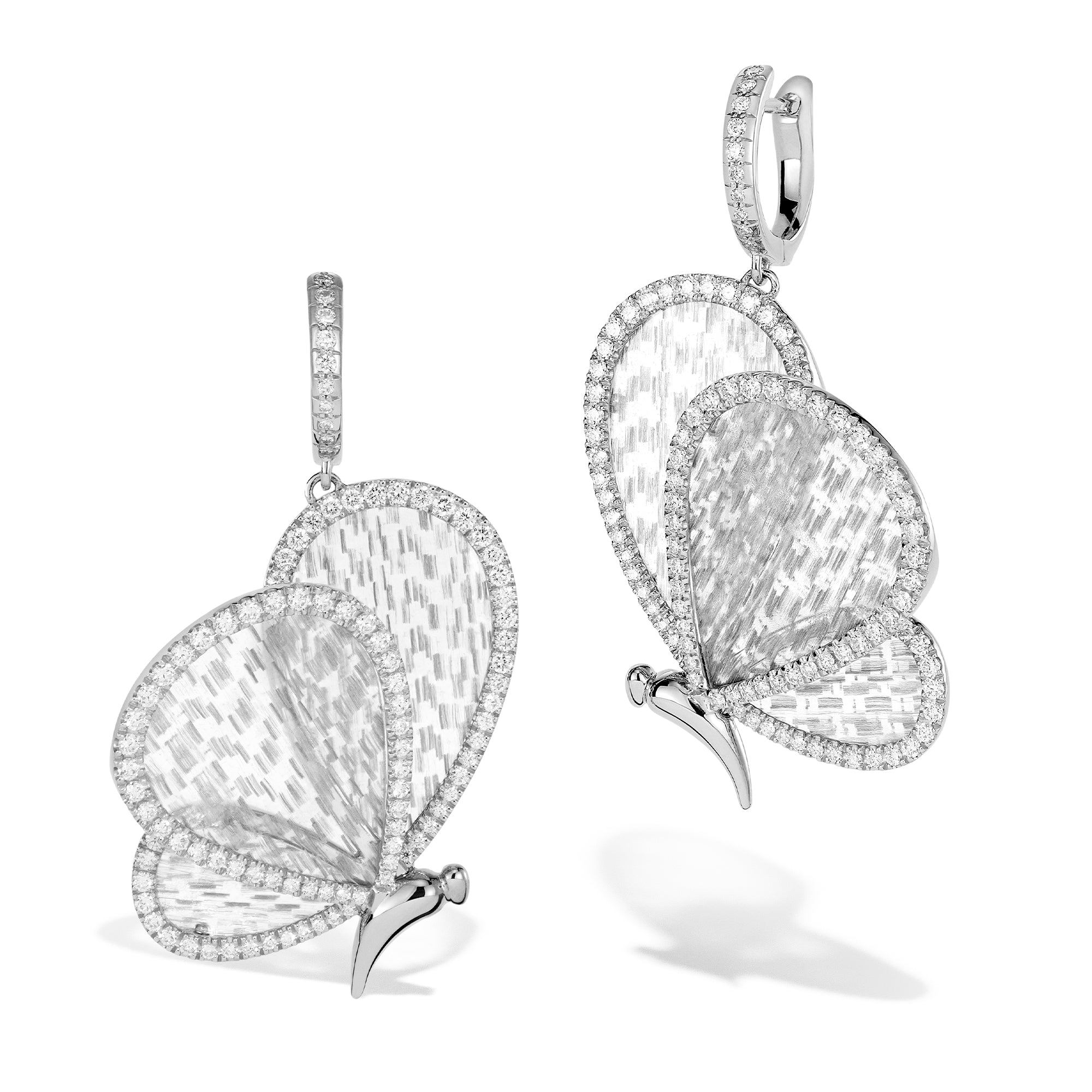 Titanium Butterfly - Diamond and Titanium Earrings - Large