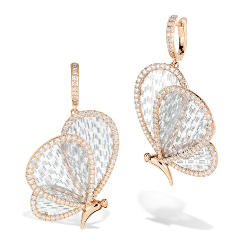 Titanium Butterfly - Diamond and Titanium Earrings - Large