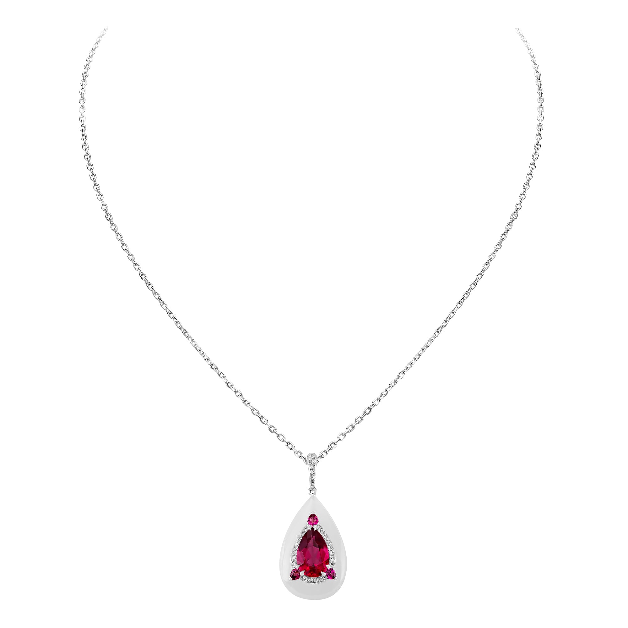 Reveal - Rubellite and White Jade Necklace